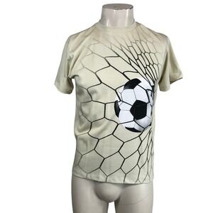 Molo Boys Size 152 12Y Soccer Ball Net Graphic T Shirt Cream Short Sleeve